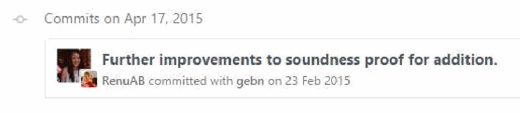 GitHub commit card showing author and committer avatar thumbnails