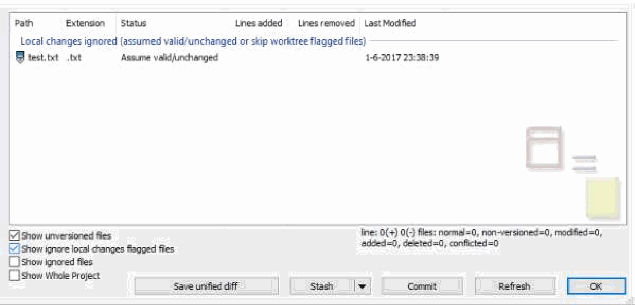 TortoiseGit local changes ignored dialog